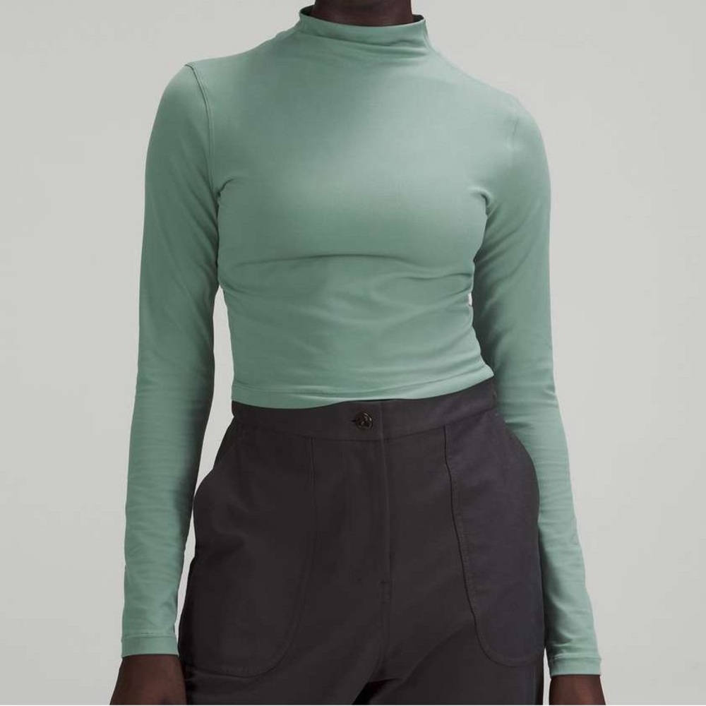 Lululemon All Aligned Mock Neck Long Sleeve Shirt Size 6 Tidewater Teal